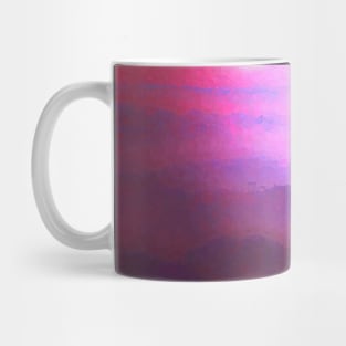 Misty Mountains - unearthly landscape with mountain peaks in pink and purple (impressionist style) Mug